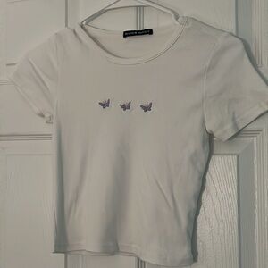 Brandy Melville White butterfly shirt